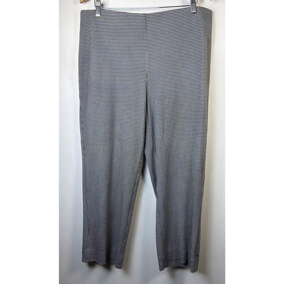 Chico's women's 14 Lg Ponte Houndstooth Black White Pull-On Pants classic career - Picture 1 of 9
